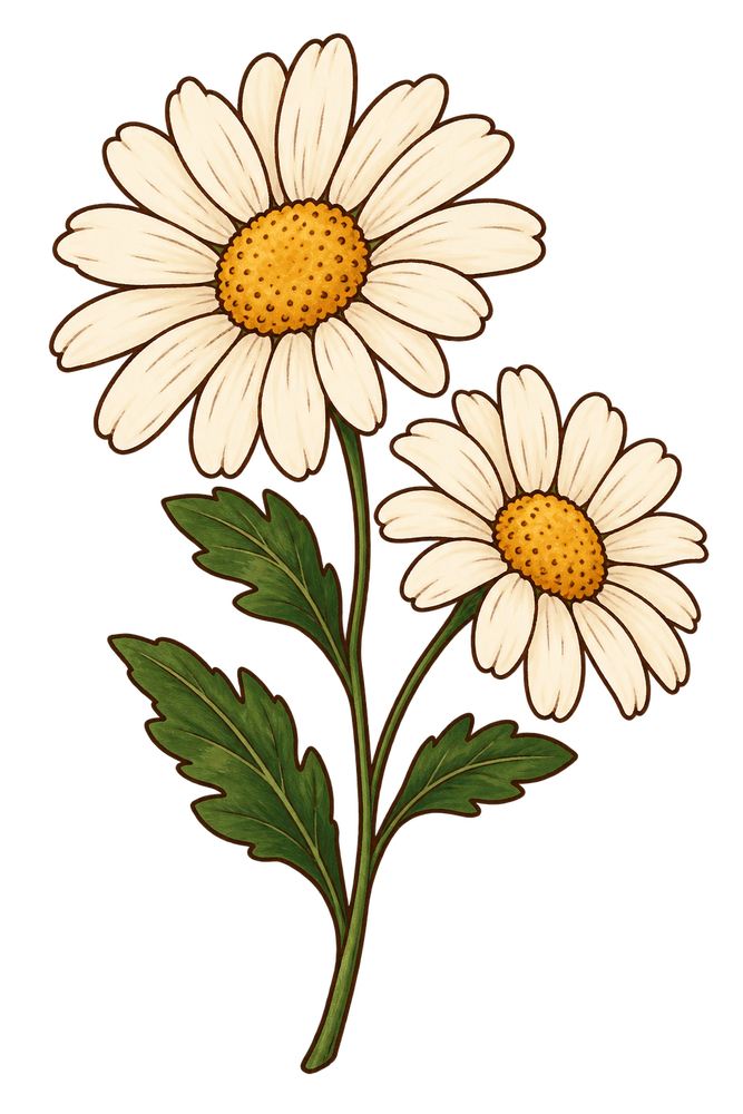 Hand-drawn daisy demonstration artwork